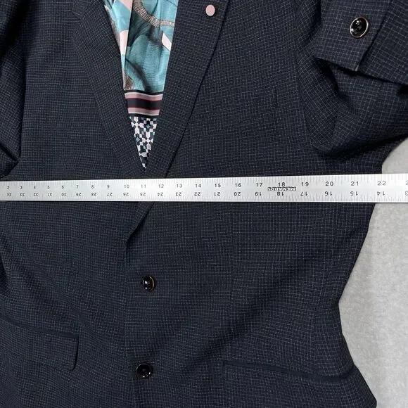 Ted Baker London Blazer Mens 6 XXL 42R Groove Micro Check Blue Sport Coat Iguana